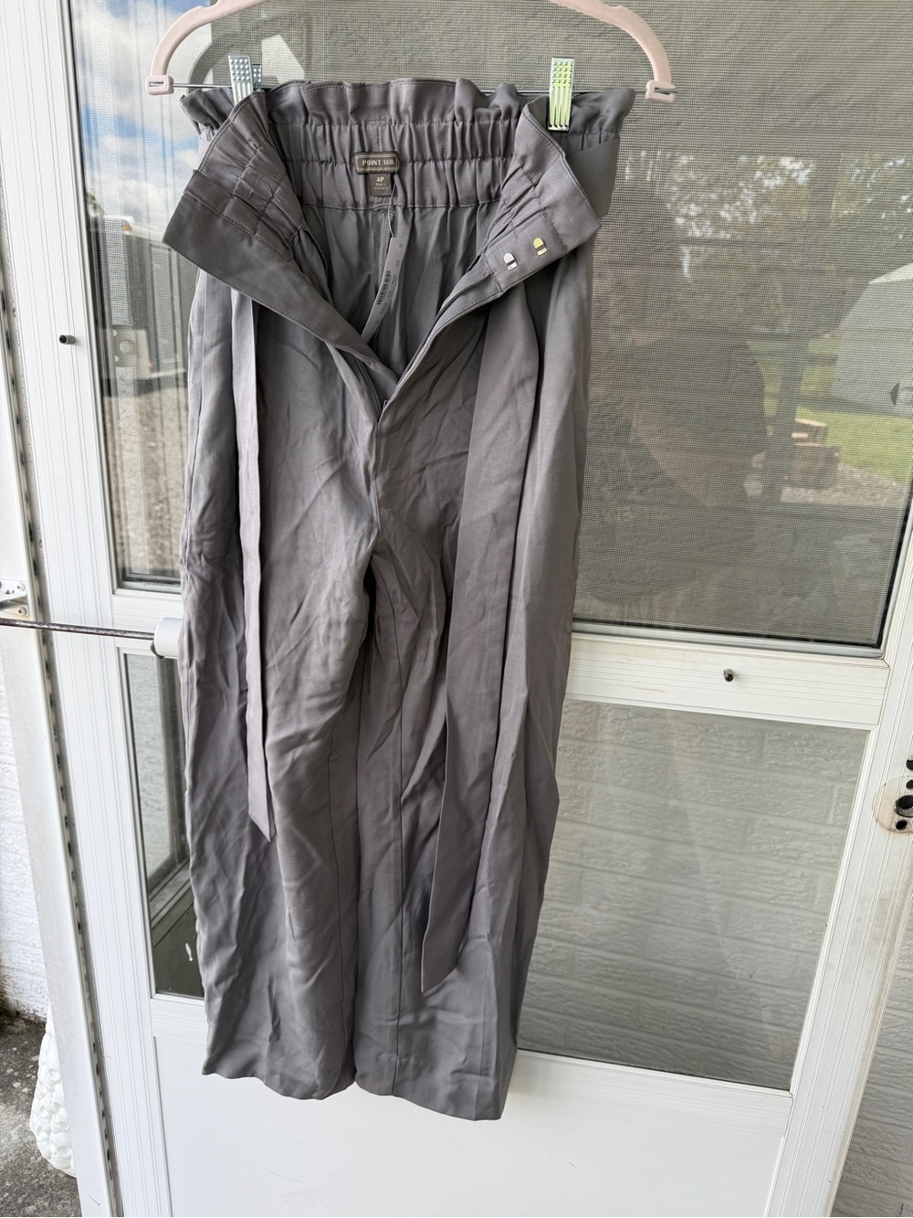 High-Waist Paperbag women Pants in Gray